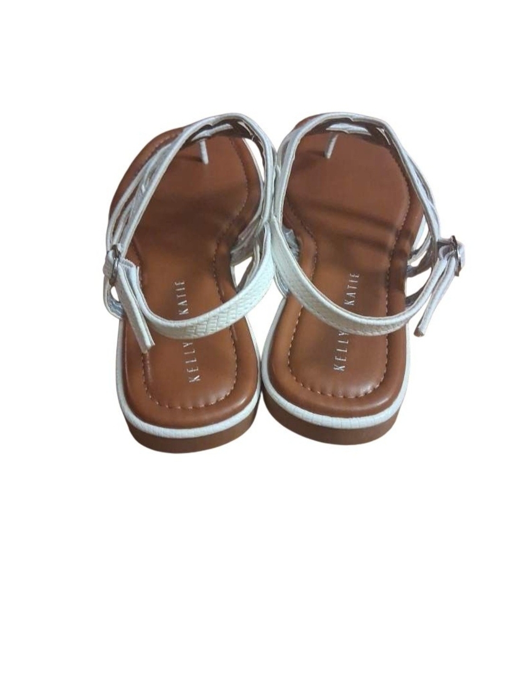 Kelly & Katie White Strappy Toe-Ring Sandals with Tan Footbed Size 9 1/2 M - Picture 3 of 5